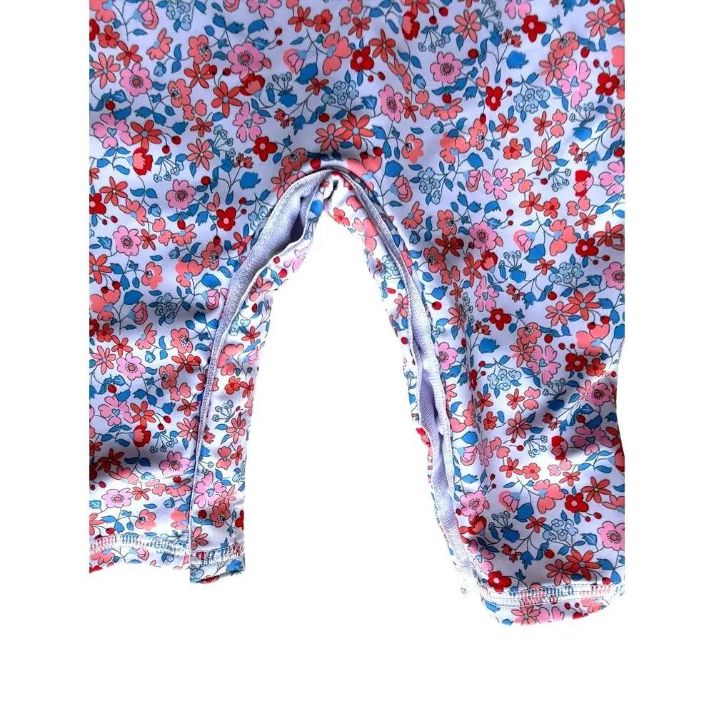 M & S One-piece & Hat Floral Baby Swim Set Size 12-18mos
